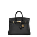 HMS Birkin 25 Black Bag with Gold Hardware