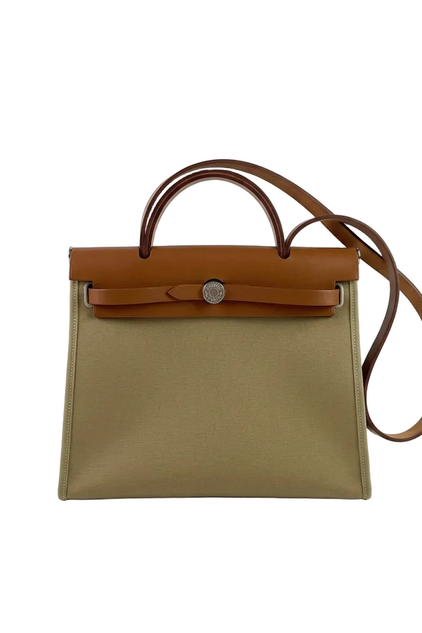 HMS Herbag Zip 31 Bag Khaki Beige & Cognac Brown