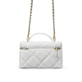 COCO Top Handle Vanity Case Quilted Slim with Strap White