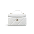 COCO Top Handle Vanity Case Quilted Slim with Strap White