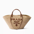 PRD Raffia Tote Bag with Tan Leather Trim