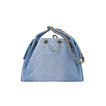 COCO 25 Small Handbag Washed Denim & Gold-Tone Metal Blue