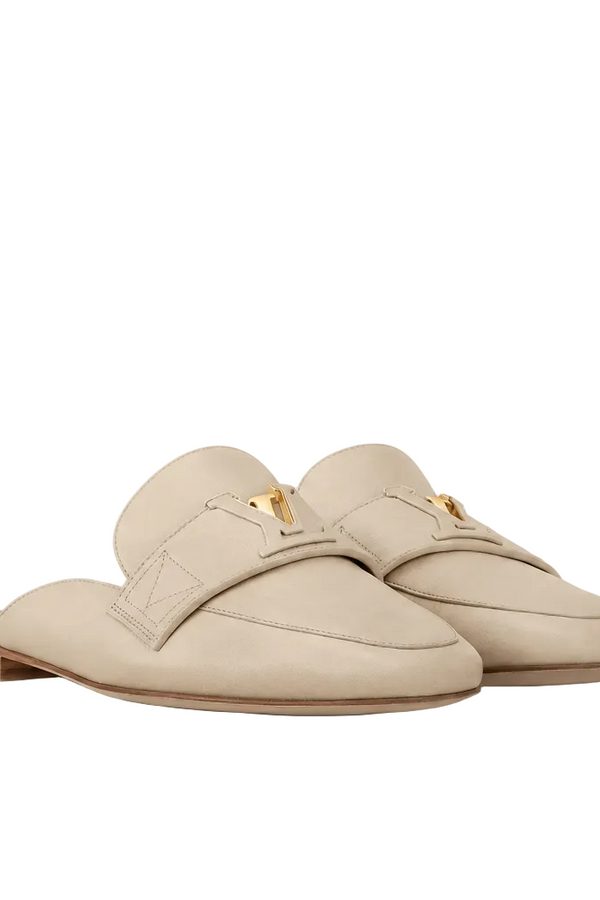 LVN Leather Mule Loafers Beige