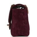 COCO Mini Classic Double Flap Suede Burgundy Gold Hardware