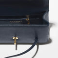 COCO Small Preppy Flap Bag Dark Blue Gold Hardware