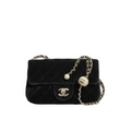 COCO Mini Classic Double Flap Suede Black