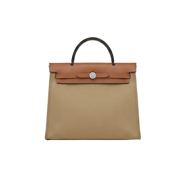 HMS Herbag Zip 39 Bag Khaki Beige & Cognac Brown