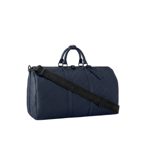 LVN Keepall 50 Leather Navy Blue