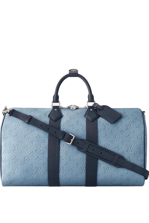 LVN Keepall 50 Taigo Leather Ice Blue