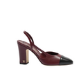 COCO Slingback Goatskin & Grosgrain Heel Burgundy & Black