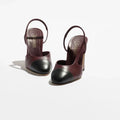 COCO Slingback Goatskin & Grosgrain Heel Burgundy & Black