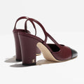 COCO Slingback Goatskin & Grosgrain Heel Burgundy & Black