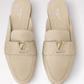 LVN Leather Mule Loafers Beige