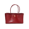 COCO Small Shopping Bag Crocodile Embossed Burgundy