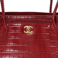 COCO Small Shopping Bag Crocodile Embossed Burgundy