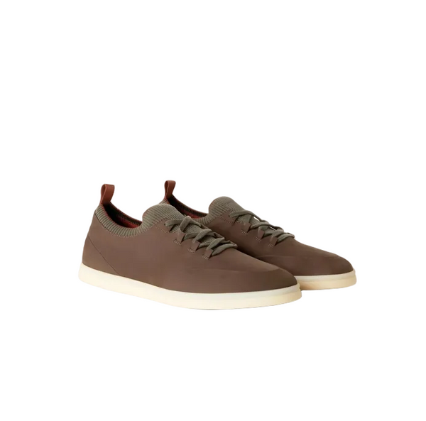 LP Knit-Collar Lace-Up Sneakers Brown