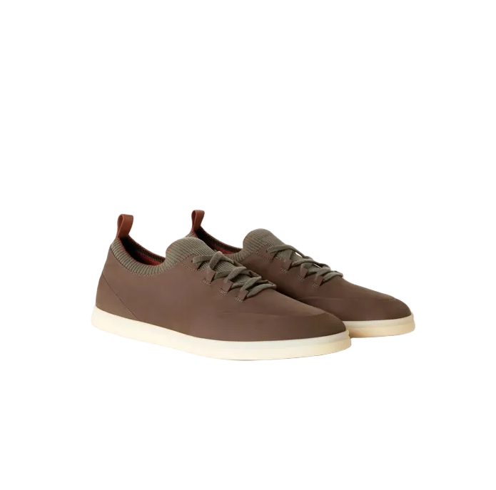 LP Knit-Collar Lace-Up Sneakers Brown