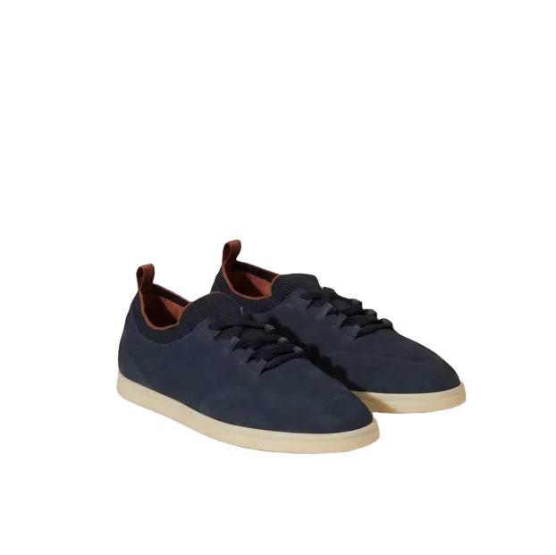 LP Knit-Collar Lace-Up Sneakers Navy Blue