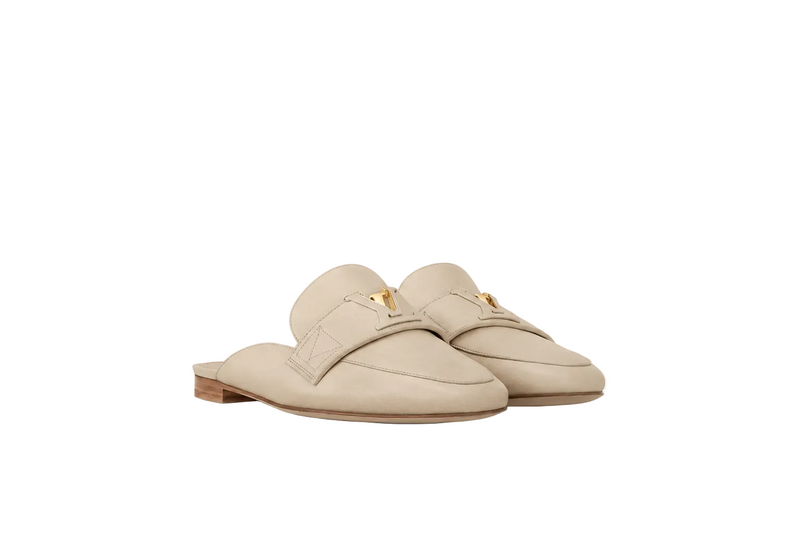 LVN Leather Mule Loafers Beige