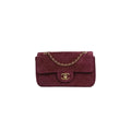 COCO Mini Classic Double Flap Suede Burgundy Gold Hardware