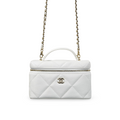 COCO Top Handle Vanity Case Quilted Slim with Strap White