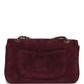 COCO Mini Classic Double Flap Suede Burgundy Gold Hardware