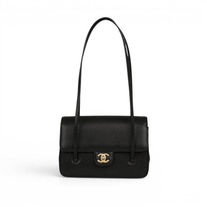 COCO Small Preppy Flap Bag Black Caviar Gold Hardware