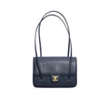 COCO Small Preppy Flap Bag Dark Blue Gold Hardware