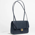 COCO Small Preppy Flap Bag Dark Blue Gold Hardware