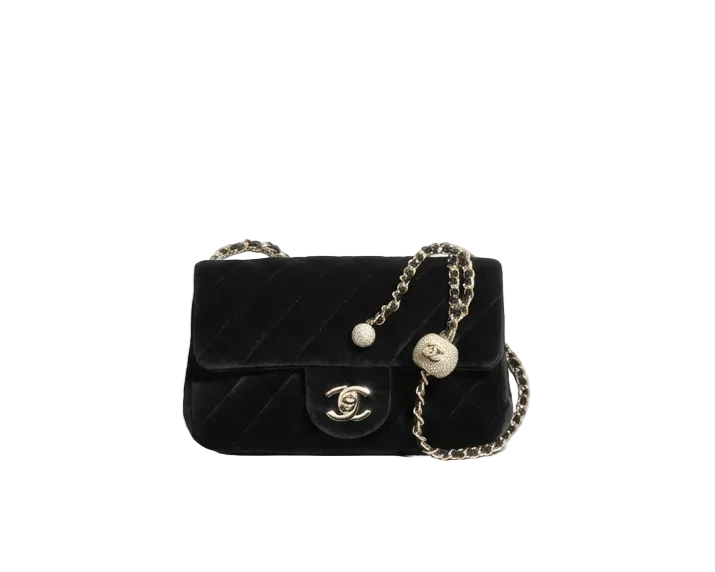 COCO Mini Classic Double Flap Suede Black