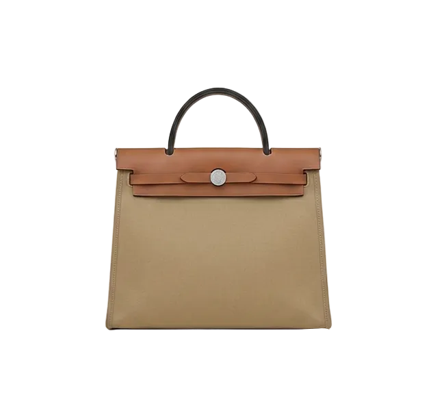 HMS Herbag Zip 39 Bag Khaki Beige & Cognac Brown