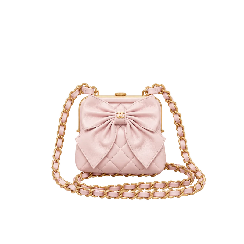 COCO Quilted Bow Mini Shoulder Bag Pink